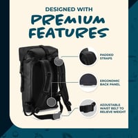 Earth Pak Summit vízálló hátizsák 35L fekete, rolltop zárás, erős cipzár, telefontokkal 4