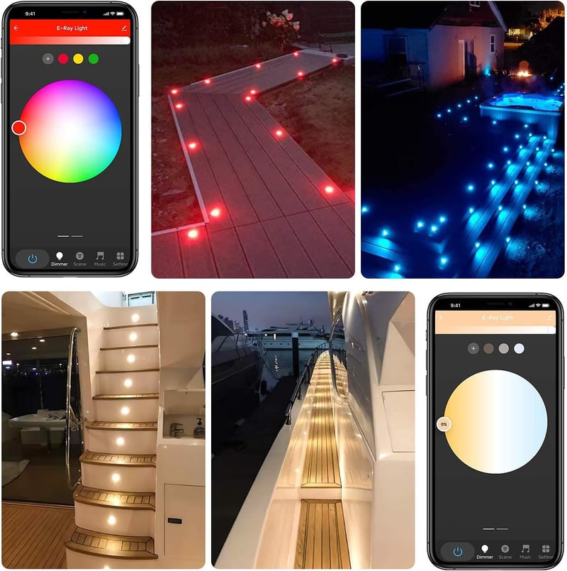Tuya Smart 10db RGB+Meleg LED Süllyesztett Kültéri Lámpa Szett, IP67 Vízálló