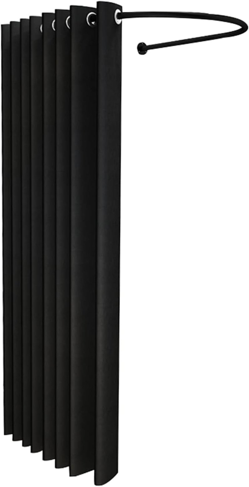 XIMSPHY Mobil Öltözőfülke Fekete Függönnyel - 100x95 cm, U-alakú Ruhatartó Sínnel, Üzletekbe, Irodába, Otthonra, Próbafülkének
