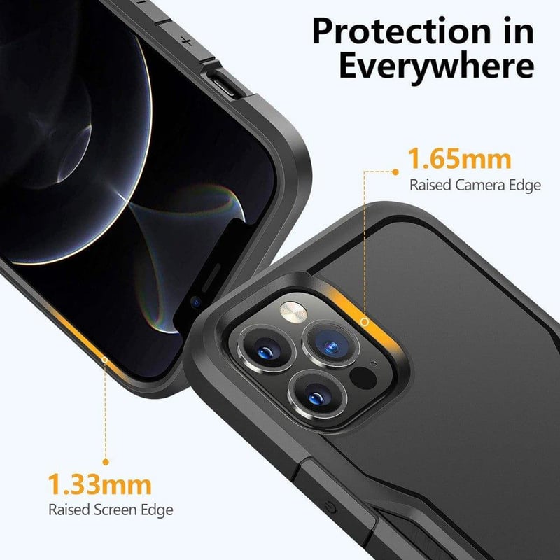 iPhone 12/12 Pro Fekete Ütésálló Védőtok - Strapabíró Keményhéj