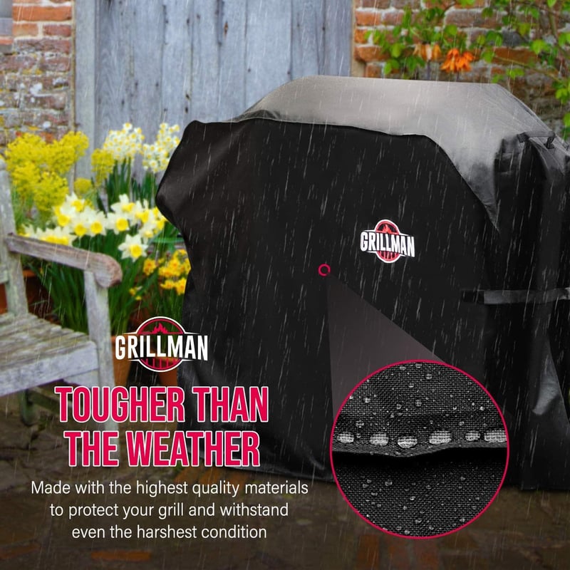 Grillman Vízálló Grill Takaró - Nagy Méretű Fekete BBQ Védőhuzat 147x61x122cm