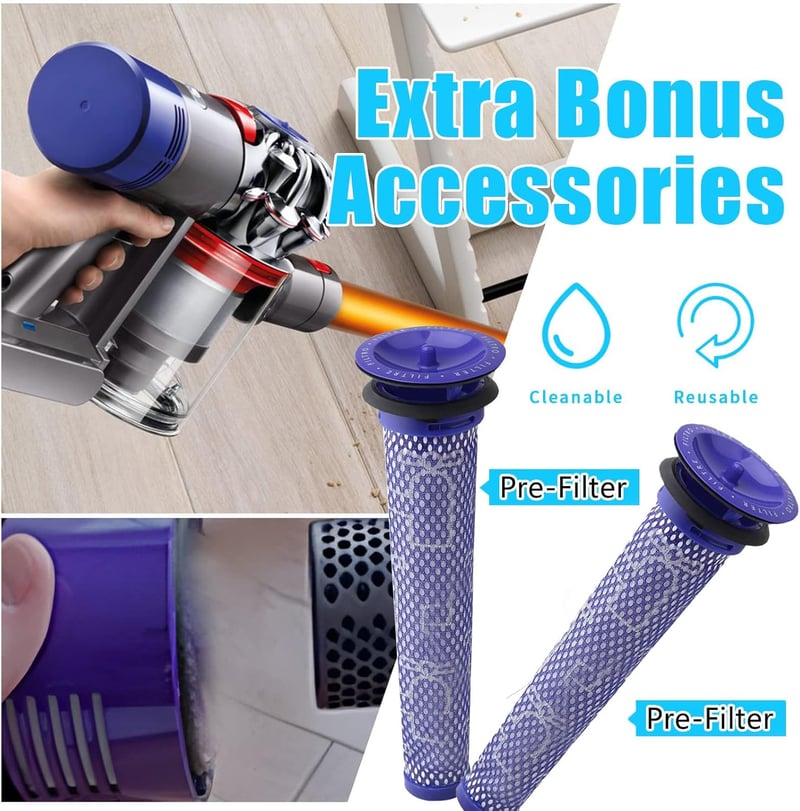 Dyson V6 6000mAh pótakkumulátor + 2 szűrő - Kompatibilis DC58-74, SV03-09 modellekhez