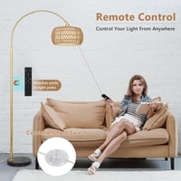 Rayofly Arany Ívelt Állólámpa Rattan Lámpaernyővel - Modern Boho Padlólámpa Távirányítóval, LED Izzóval, Alkalmazásvezérléssel, Fényerőszabá 9