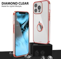 iPhone 13 Pro Átlátszó Tok Mágneses Autótartóval, Állvánnyal - Rózsaszín Arany 2