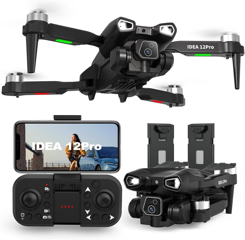 Tolatoyus 12PRO Drón 4K HD Kamerával, Kefe Nélküli Motorral, 5G WiFi FPV, 135° Állítható Kamera, Kezdőknek és Haladóknak, 2 Akkumulátorral, 