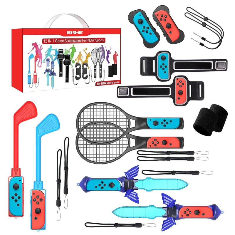 BootyBay 12 az 1-ben Nintendo Switch Sport Kiegészítő Készlet - Családi Játékcsomag Tennis, Golf és Kard Tartozékokkal Switch és OLED Konzol