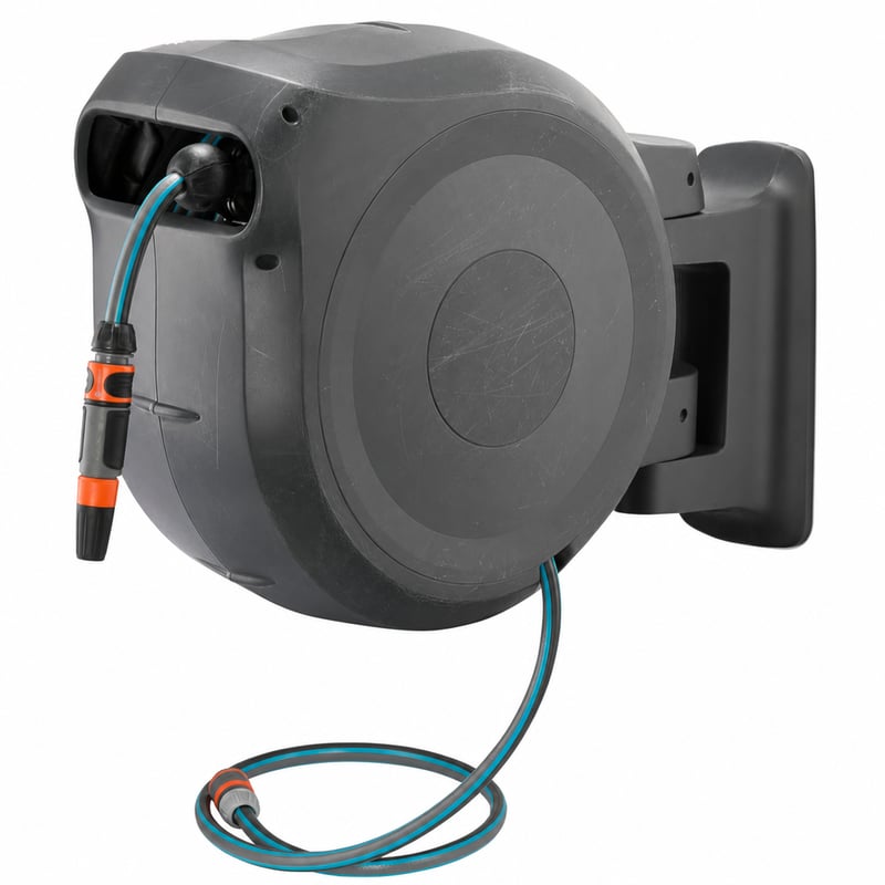Nástenný navijak na hadicu Gardena RollUp XL, 35 m, biely, otočný držiak na veľké záhrady — Neobsahuje montážne prvky (stav: pozri 2. obrázok)