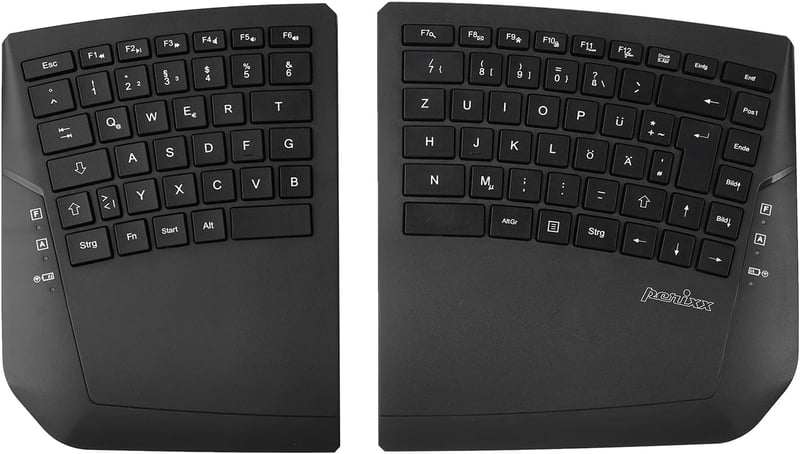 Perixx PERIBOARD-624B Wireless Ergonomic Split Billentyűzet QWERTZ, Fekete