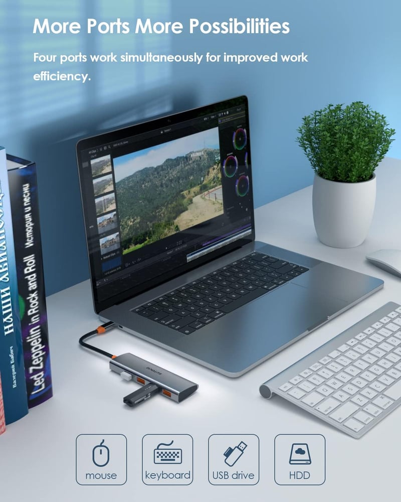 SUTOUG 4 az 1-ben USB-C Hub: Szuper gyors 10 Gbit/s adapter MacBook, iMac és más Type-C eszközökhöz