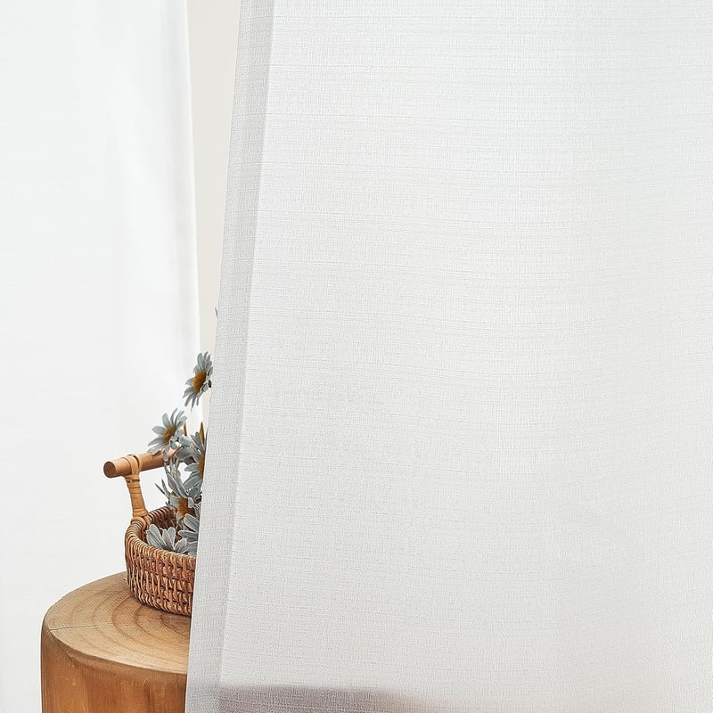 Topfinel fehér, áttetsző fényáteresztő függöny, 2 db 220x140 cm, lenvászon hatású