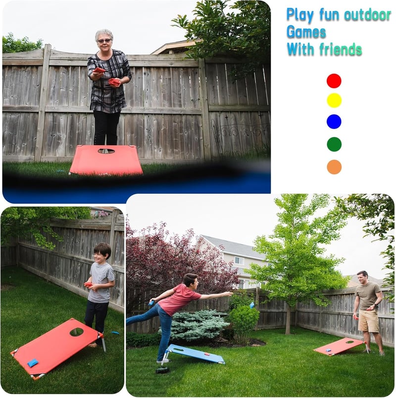 Cornhole babzsák készlet - 10 db négyzet alakú dobózsák kültéri játékhoz