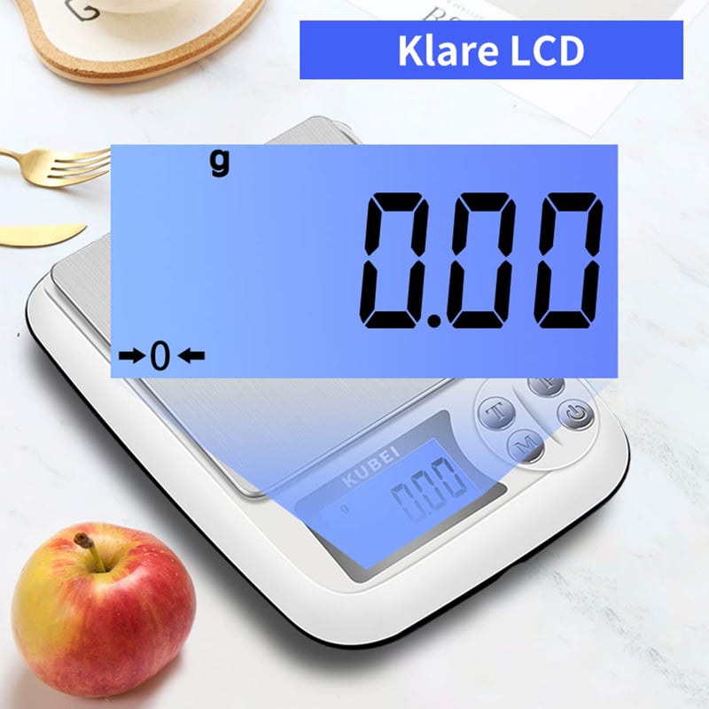 KUBEI digitális konyhai mérleg 1kg/0,01g - USB töltés, nagy pontosságú, ékszerhez, pénzérméhez