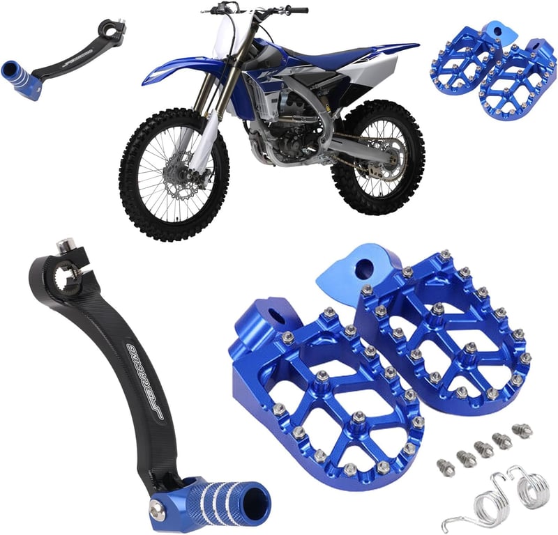 AnXin CNC Alumínium Lábtartó és Váltókar Szett YZ250F YZ450F YZ250FX YZ450FX WR450F Motorokhoz - Y-Design, Kék, Eloxált Motocross Kiegészítő