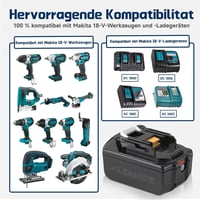 BXOXD 18V 5.5Ah Akkumulátor Szett Makita Gépekhez - 2db Pótakku + DC18RC Gyorstöltő, LED Töltésjelző, BL1860B Kompatibilis 8