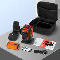TakamineTech 3x360° Zöld Lézeres Szintező - 12 Vonalas Önbeálló Lézerszintező Távirányítóval, Építkezéshez, Csempézéshez, Type-C Töltéssel 9