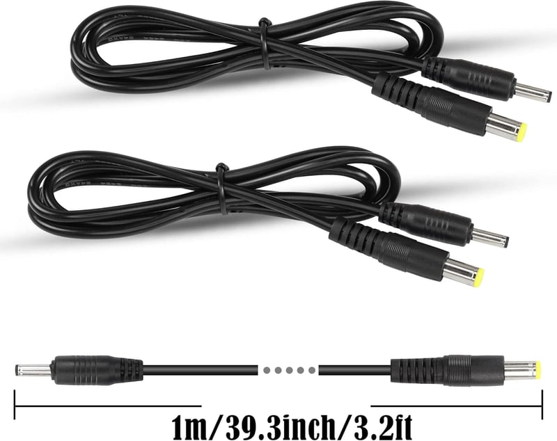 GINTOOYUN 2 db DC 5.5x2.1mm - DC 3.5x1.35mm Tápkábel Biztonsági Kamerákhoz, Mini Hangszórókhoz, 1m Hosszú, 24AWG Réz Vezeték