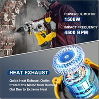 ENVENTOR SDS-Plus Fúrókalapács 1500W, 6 Joule, 4 Funkciós Vésőkalapács Vibrációcsökkentő Fogantyúval, 4500 BPM, 32mm Betonhoz, Fémhez, Fához 3