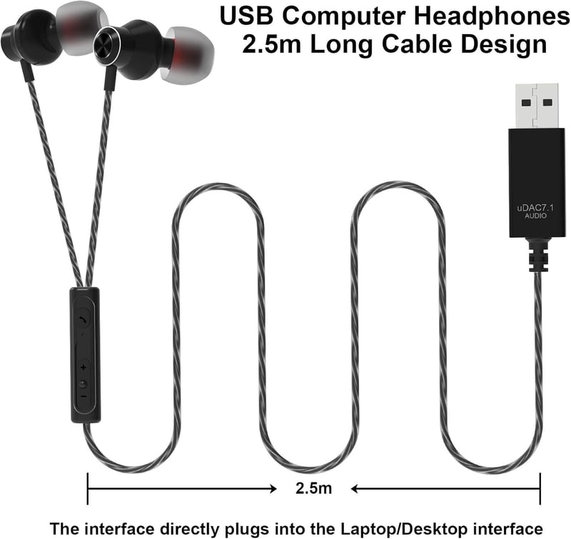 ACAGET USB Gamer Headset Mikrofonnal, Zajszűrős PC Fülhallgató 2.5m Kábellel