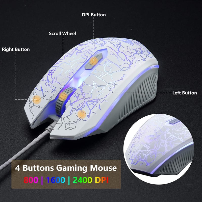 CROSS ZEBRA Gamer Szett - Szivárvány Háttérvilágítású Billentyűzet, 2400DPI Egér, 7.1 Surround Fejhallgató és Egérpad - PS4/Xbox 