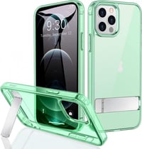 Apple iPhone 12 Pro Max Zöld Áttetsző Szilikon Tok Beépített Állvánnyal 1