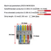 CTRICALVER Kompakt Vezetékösszekötő Készlet - 6db 3-6 Pólusú Elosztóblokk, Többszínű Elektromos Csatlakozó, 18 Csavarral, 250V/32A 2