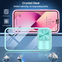iPhone 14 Pro Max Ütésálló Tok Csúsztatható Lencsevédővel - Rózsaszín-Kék 2