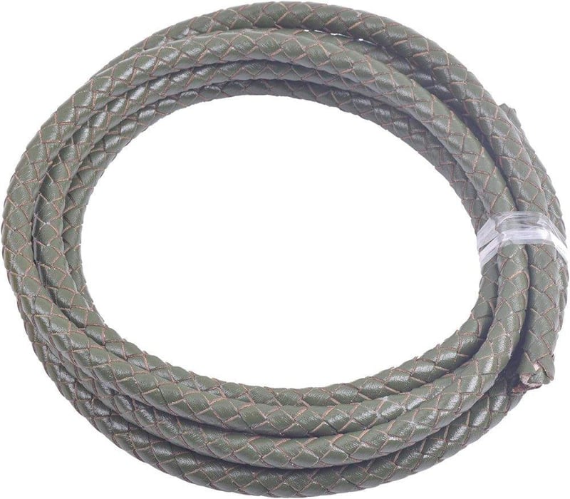Valódi Bőr Zsinór Ékszerkészítéshez - 6mm Kerek Fonott, Haditengerészeti Zöld