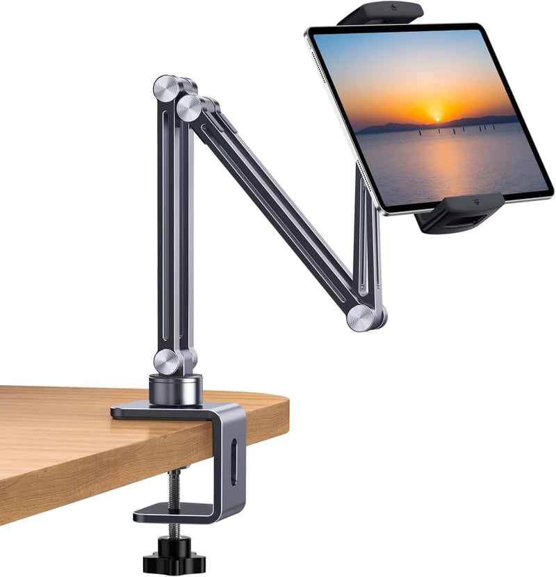 nediea Univerzális Tablet Tartó Ágyhoz és Asztalhoz - 360° Forgatható, Összecsukható Állvány iPad/Kindle/Switch Készülékekhez, 4-12,9" Méret