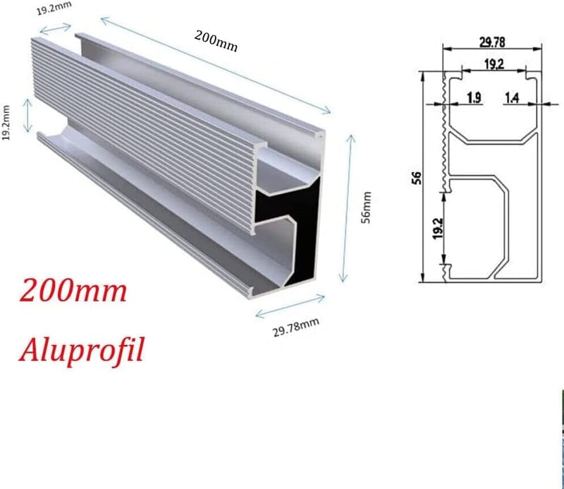 TEOV Napelem Rögzítő Szett Cseréptetőre - 2 Paneles, 30mm-es Alumínium Sín