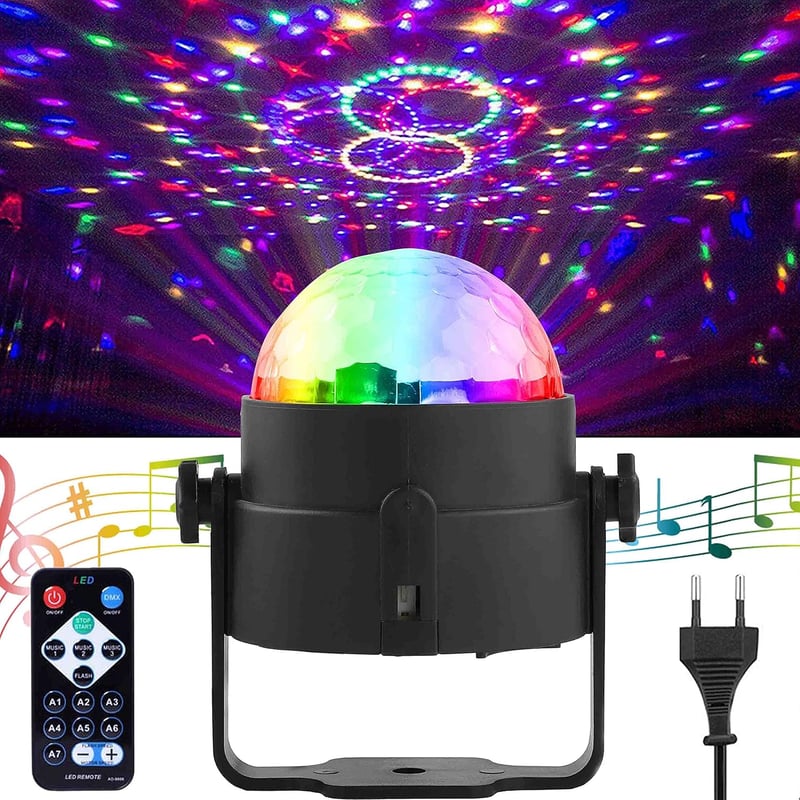 SEBRUANC LED Diszkógömb szett - Zenére mozgó, RGB fényjáték, távirányítóval (2 db)