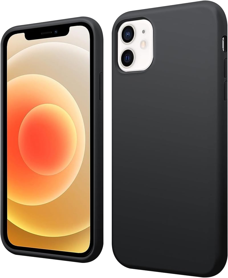 iPhone 12/12 Pro Prémium Szilikon Tok - Fekete, Ütésálló, Mikroszálas Béléssel