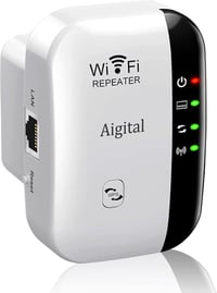 aigolink WiFi Jelerősítő 300 Mbps - Fehér Vezeték Nélküli Repeater Ethernet Porttal, WPS Gombbal, AP Móddal, Kompakt Dizájnnal és Kikapcsolh 1