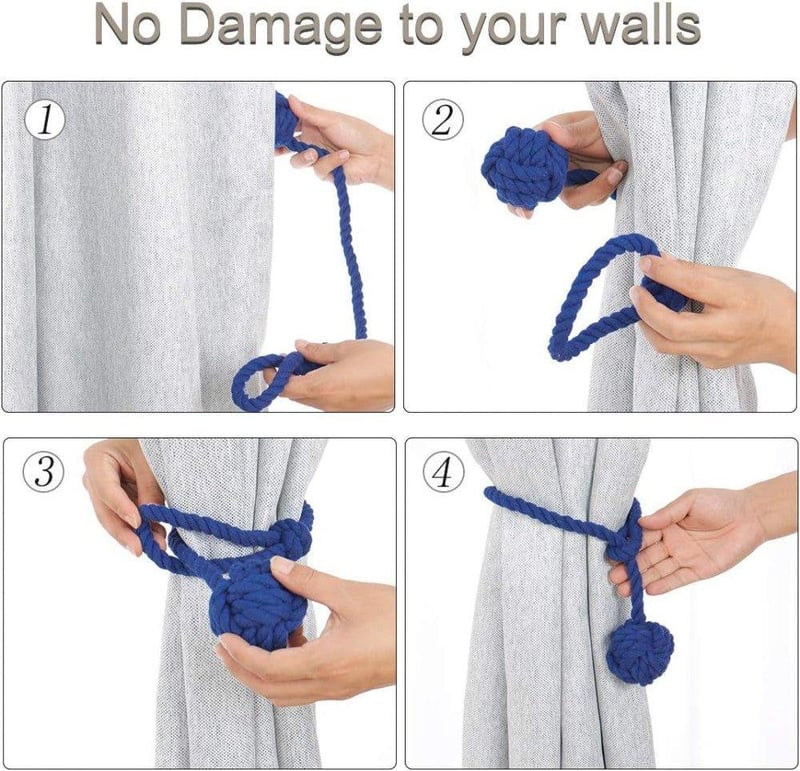 Elegáns kék függönykötő szett - 2 db, 60 cm-es kötél