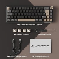 RK ROYAL KLUDGE R65 Mechanikus Gamer Billentyűzet - 60% Kompakt, Vezeték Nélküli, RGB, PBT Keycaps, QWERTZ, Hot Swap Linear Switches, 3 Csat 9