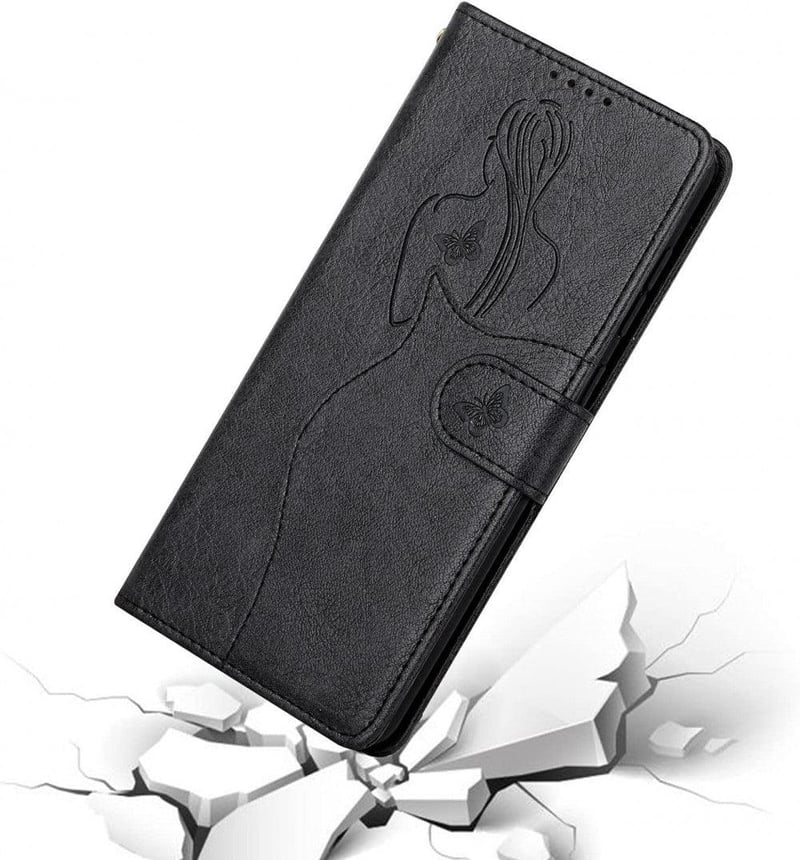 Oppo A91/F15/Reno 3 Lányos Mintás Ütésálló Bőr Flip Tok Vogu'Sana