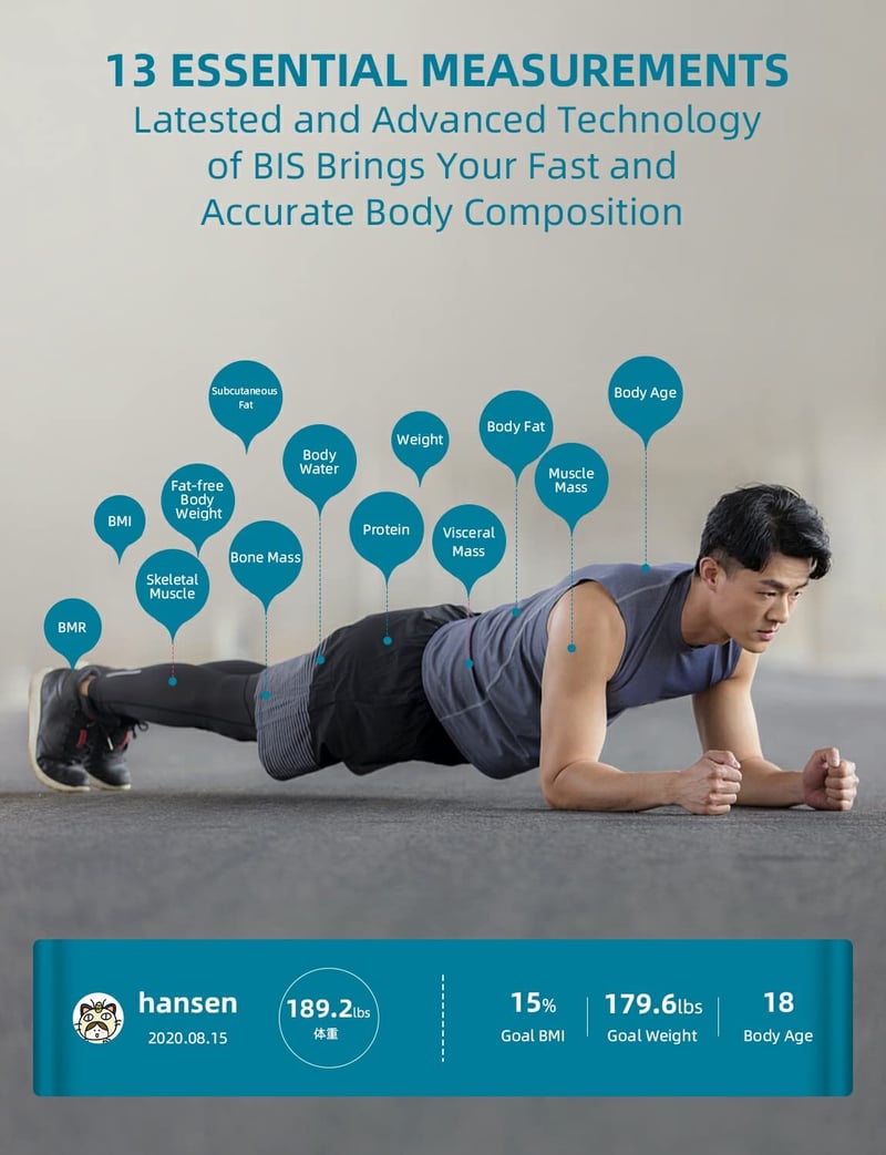 Healthkeep Bluetooth Fürdőszobai Mérleg - 13 Testérték Elemzés, BMI, Testzsír, Izomtömeg Mérés, Digitális Kijelző, 180kg Teherbírás, Fehér