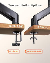 ErGear Dupla Monitortartó 17-32 Colos Képernyőkhöz, Gázrugós Karos Állvány, 2x10kg Teherbírás, VESA 75/100, Asztali Rögzítés, Fekete 14