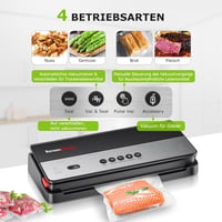 Bonsenkitchen Vákuumfóliázó Beépített Vágóval - Száraz és Nedves Élelmiszerekhez - Fekete Vákuumcsomagoló 5 Zacskóval és 1 Tekerccsel 4