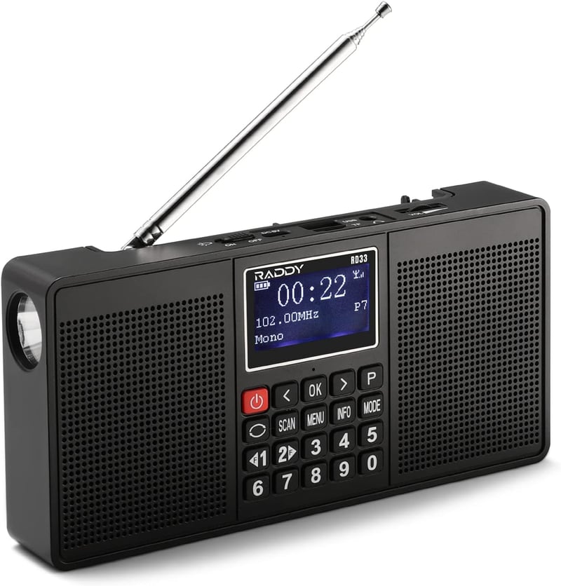 Raddy RD33 hordozható DAB/DAB+ digitális rádió, MP3 lejátszóval és Bluetooth-szal