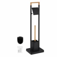 Set perie de toaletă Relaxdays din bambus și oțel inoxidabil, cu suport de podea — lipsește tija suportului pentru hârtia igienică (stare: vezi imaginea 2) 1