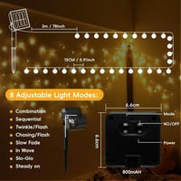 Goodia 8m-es Napelemes Kültéri Fényfüzér 40 LED-del, 8 Üzemmód, IP65 Vízálló 5