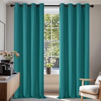 Deconovo Sötétítő Függöny - Türkiz Hőszigetelő és Hangszigetelő Fényáteresztés Nélküli Sötétítőfüggöny Gyűrűs Fejjel, 2 Panel (117x229 cm) 1