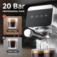 AMZCHEF Eszpresszó Kávéfőző 20 Bar Nyomással, LED Kijelzővel - 2 az 1-ben Tejhabosítós Kávégép, 1,2L Kivehető Tartály, Kompakt Rozsdamentes  2