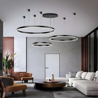 YYUTLUO Modern LED Csillár - 3 Fekete-Arany Gyűrű (40+60+80cm), 90W, Távirányítható, Fényerőszabályozható Mennyezeti Függőlámpa Nappaliba 4