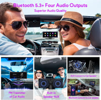 NUOTIAN 10,26" Vezeték Nélküli CarPlay Autós Kijelző, Bluetooth 5.3, 4K Menetrögzítő + 1080P Tolatókamera, GPS Navigáció, 64GB TF, FM 2