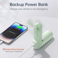 JISULIFE Kézi Ventilátor - Hordozható, Újratölthető, USB-s, 21 Órás Üzemidő, Mentazöld 5