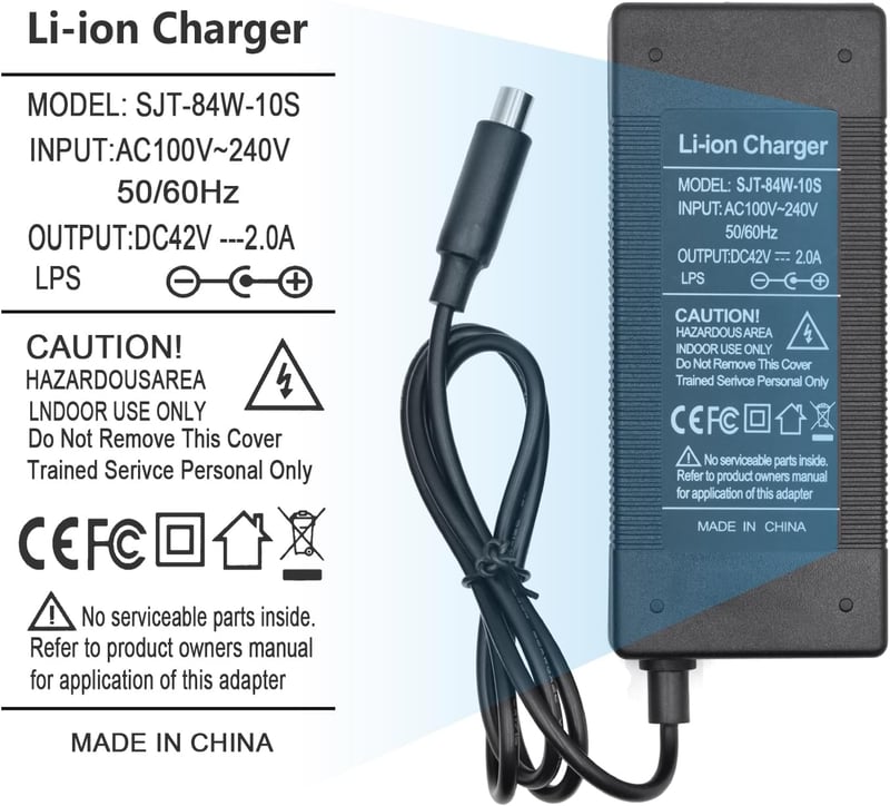 Yungeln 42V 2A Elektromos Roller Töltő - Xiaomi 1S M365 Pro, Ninebot ES1/ES2 Kompatibilis Adapter 5.5mm DC Csatlakozóval, 84W Gyorstöltő