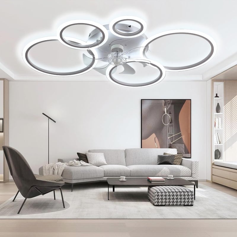 MiiR LED Mennyezeti Ventilátor Világítással - 145W, 3 Színhőmérséklet, 6 Sebesség, Távirányítóval és Applikációval, Fehér, Hálószobába, Napp