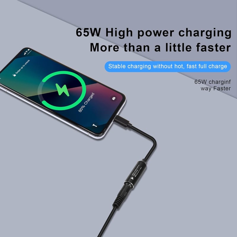 GINTOOYUN PD65W DC 3.5x1.35mm - USB-C Töltőkábel Laptopokhoz, Telefonokhoz és Tabletekhez, 18cm, 65W Teljesítménnyel