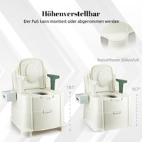 Hybodies Hordozható WC Szék Időseknek és Mozgáskorlátozottaknak - Állítható Magasságú Éjjeli Toalett Karfával, Szenzoros Éjszakai Fénnyel, 2 5